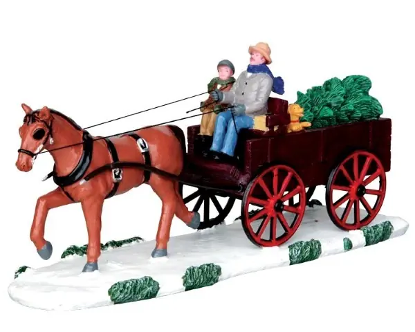 Kerstfiguur Bringing home the christmas tree LEMAX