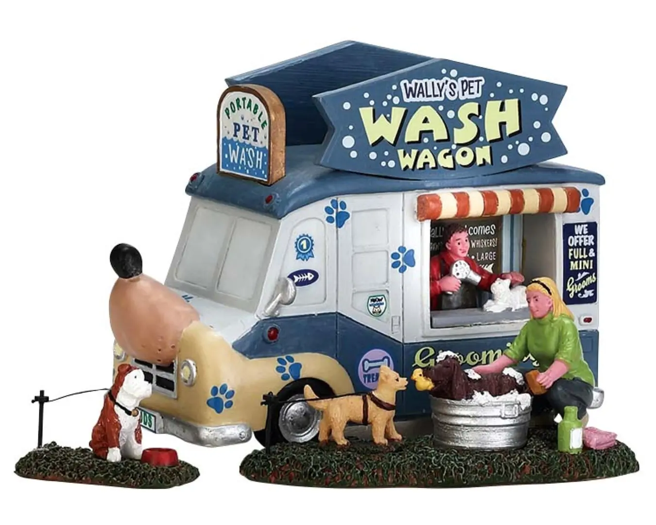 Kerstfiguur Wally's pet wash wagon set of 3 LEMAX