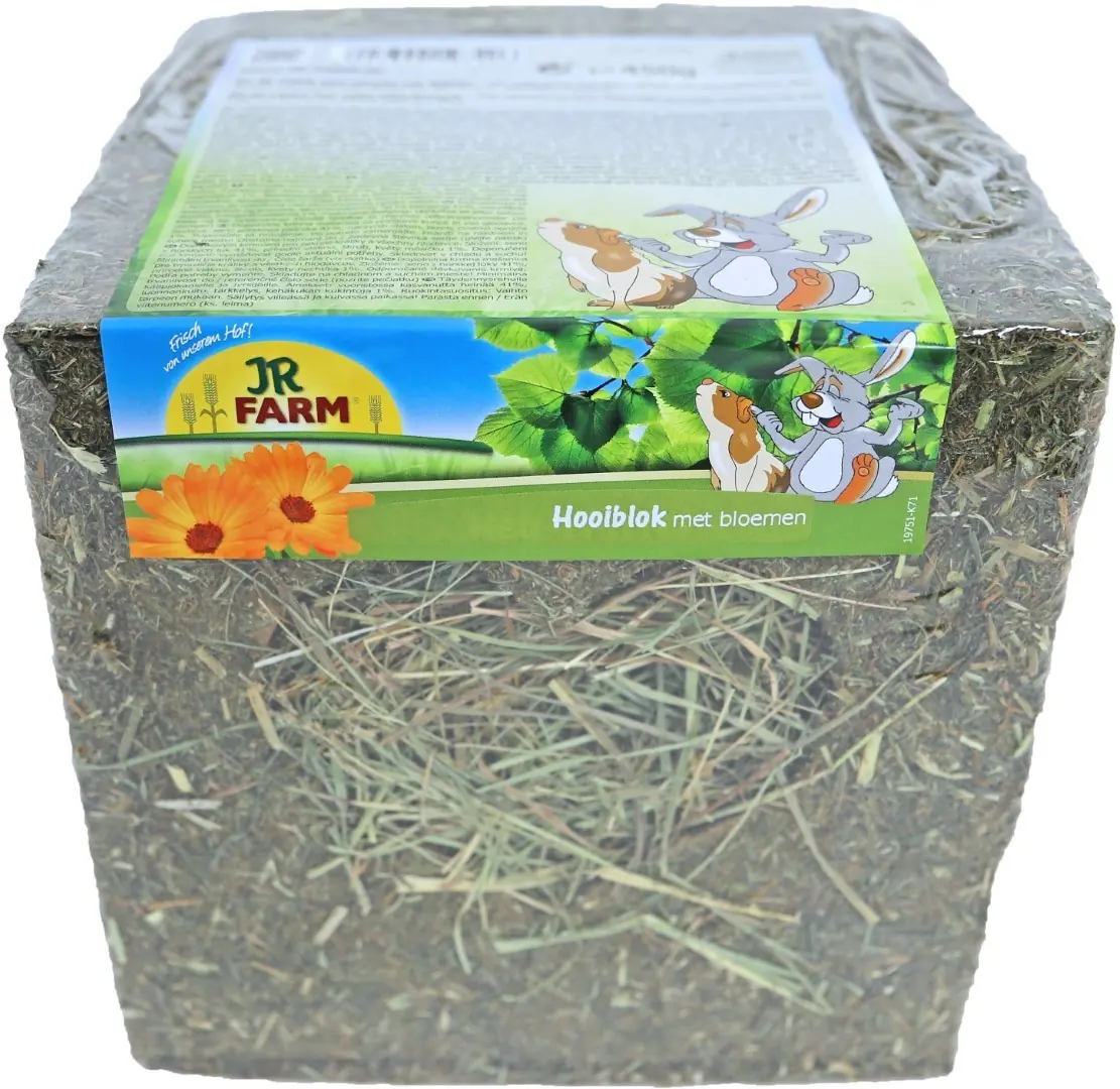 JR Farm knaagdier hooiblok met bloemen 450 gram 19740 JR Gebr. de Boon