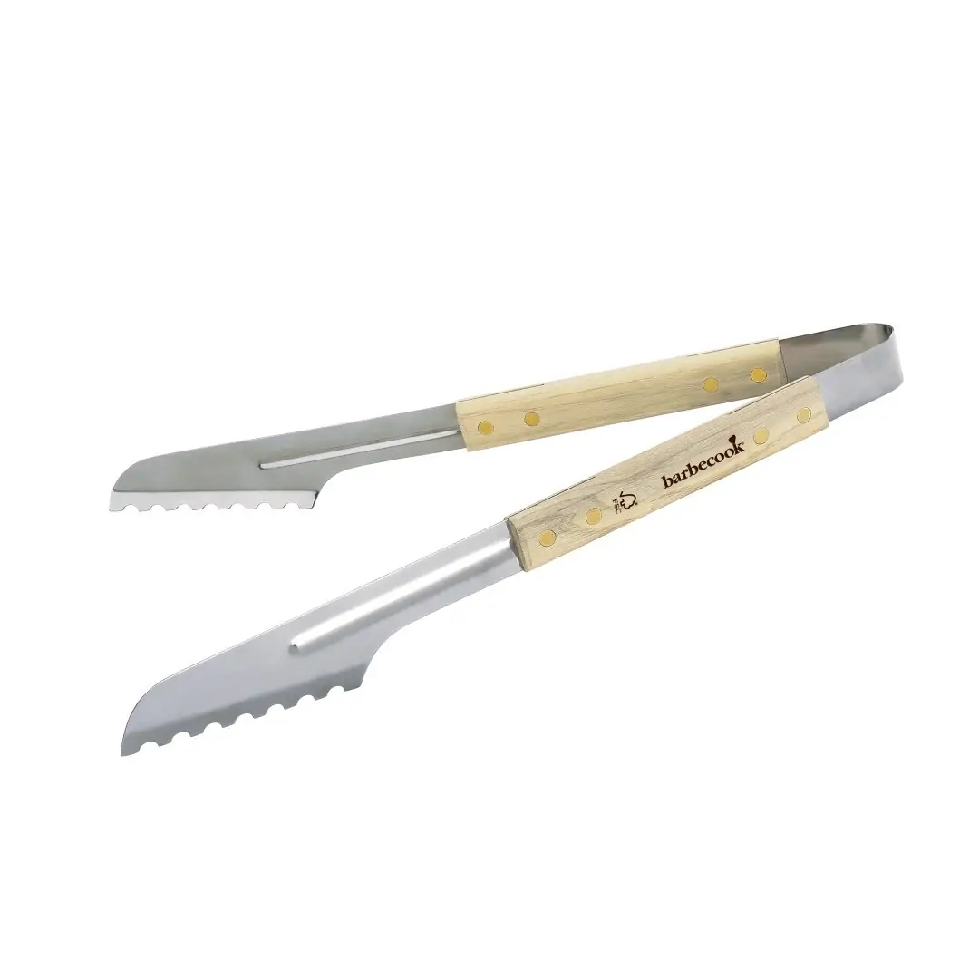 Tang luxe berkenhout handvat fsc Barbecook