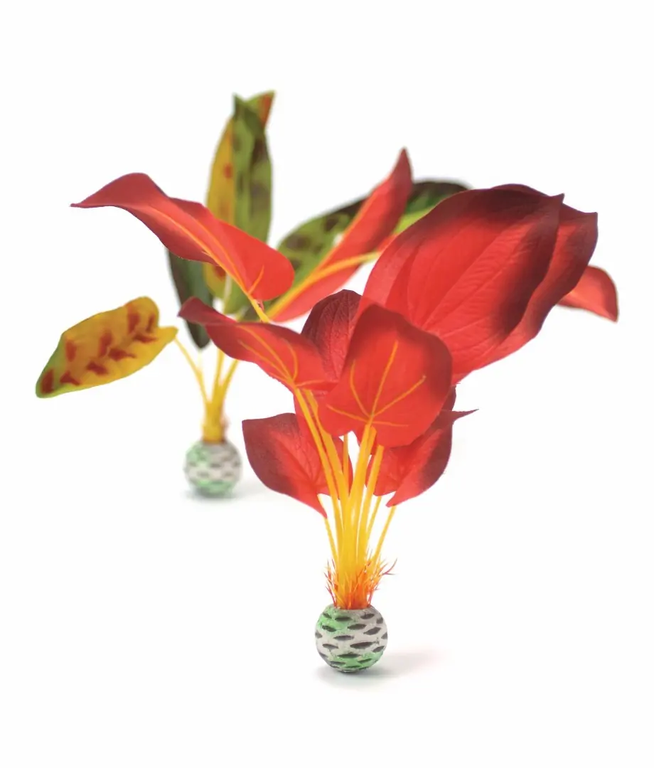 Aquariumtoebehoren zijden plantenset groot groen & rood biOrb