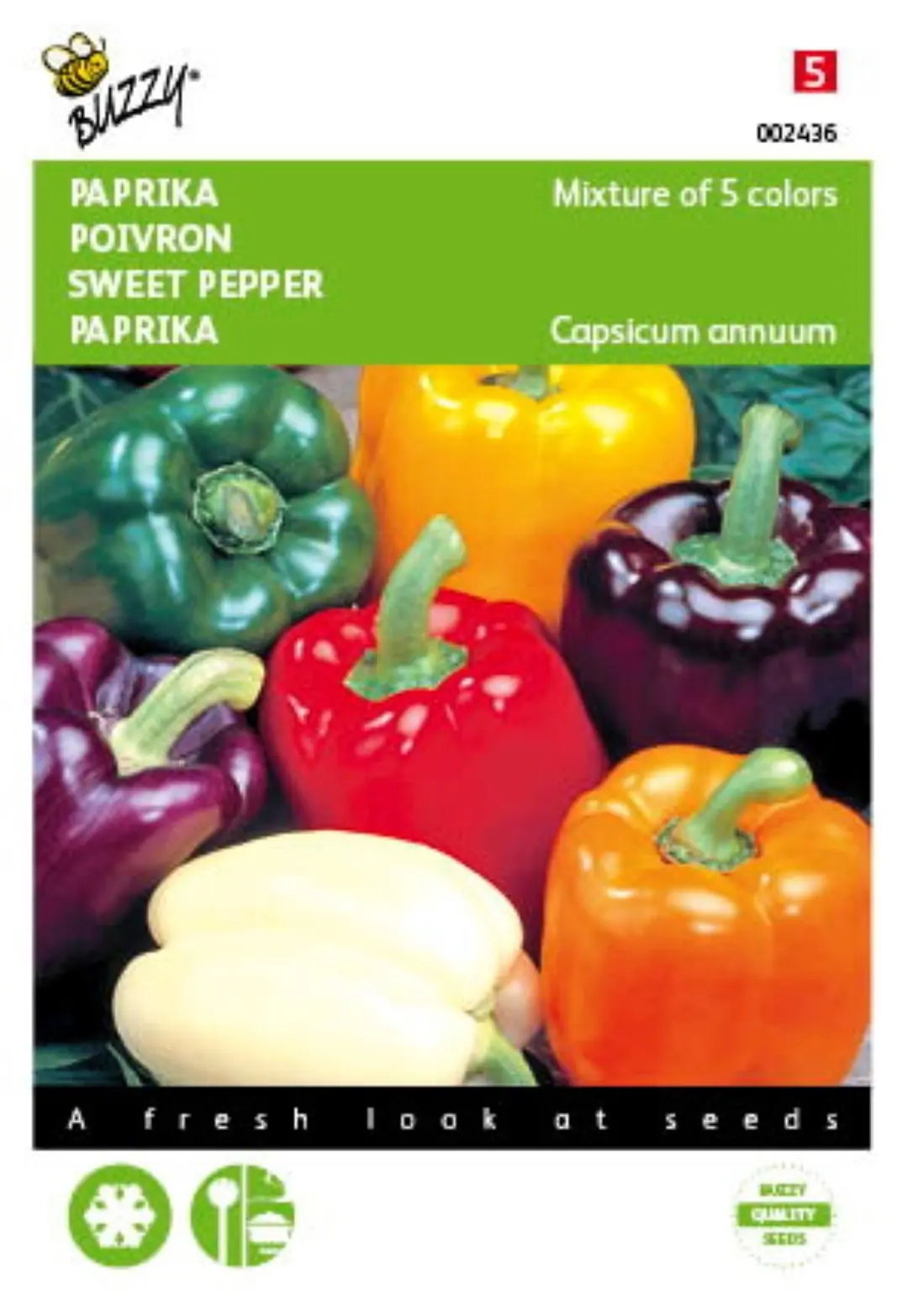 Zaden Paprika 5 Kleurenmengsel Buzzy