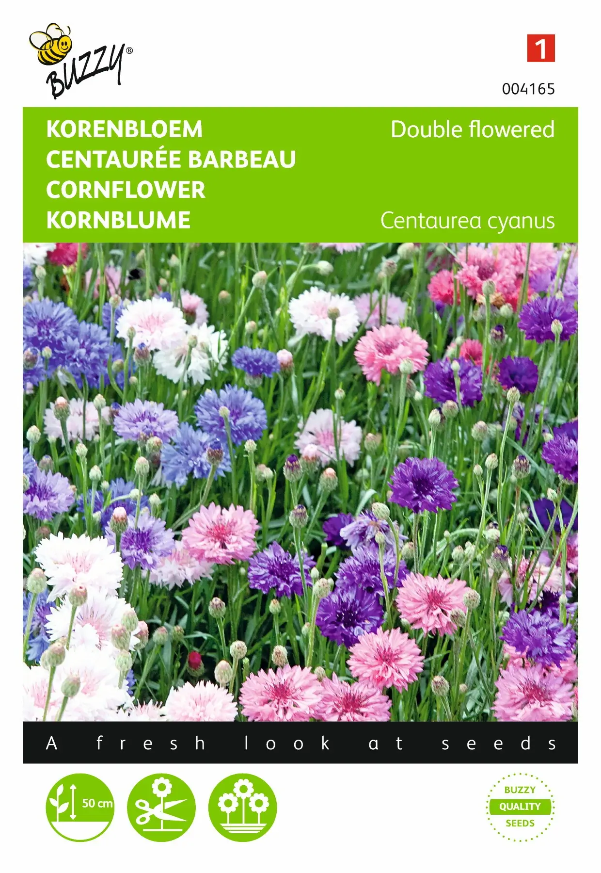 Zaden Centaurea Korenbloem dubbelbloemig gemengd Buzzy