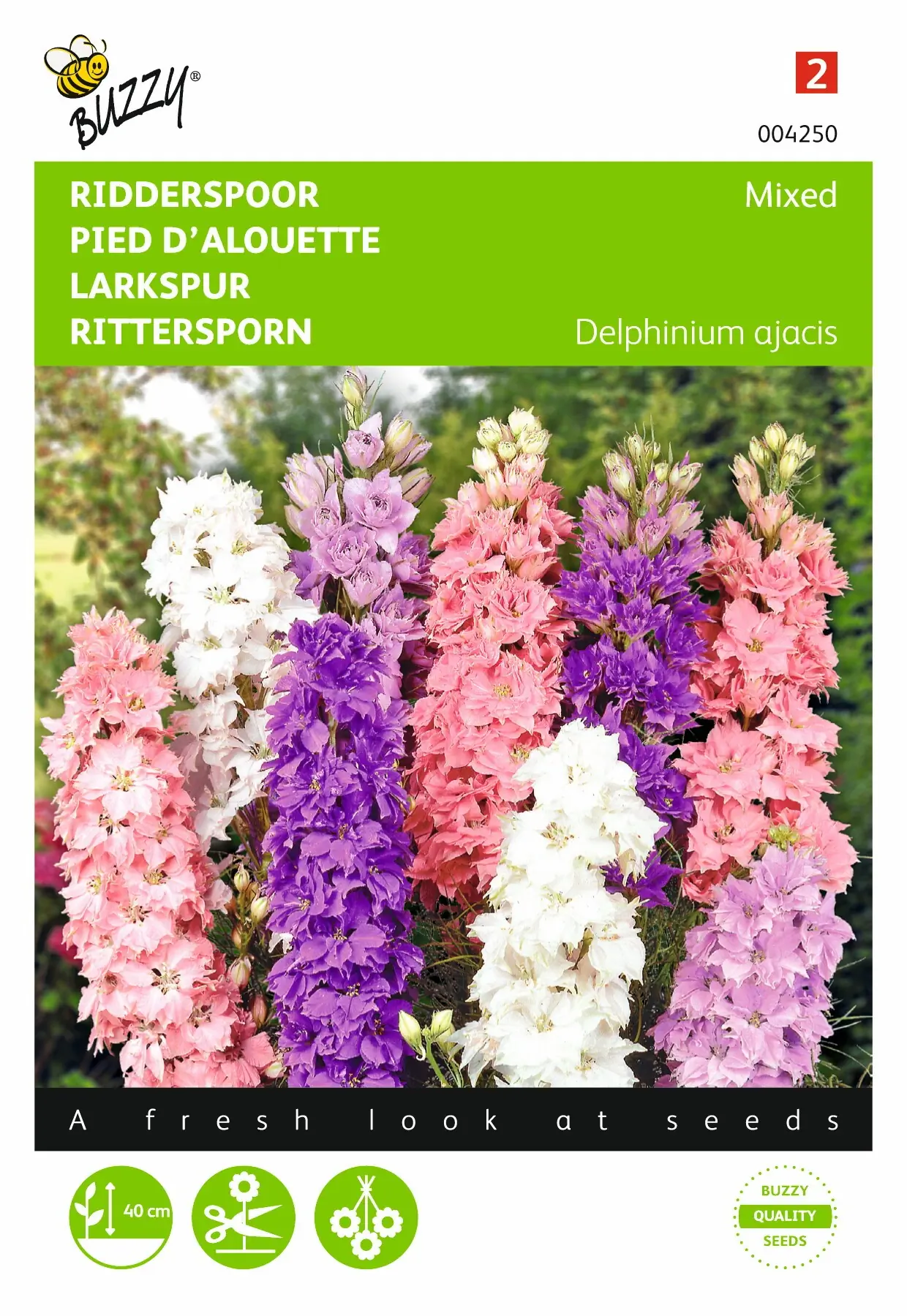 Zaden Delphinium Ridderspoor gemengd Buzzy