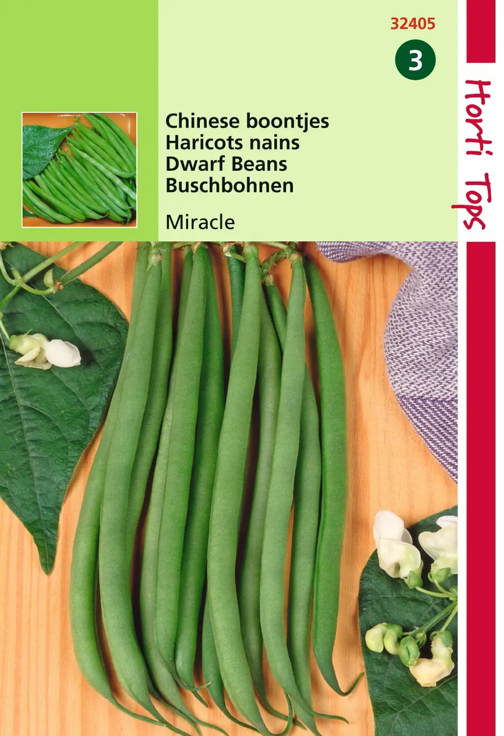 Zaden Stamslabonen chinese boontjes Miracle 25g Hortitops