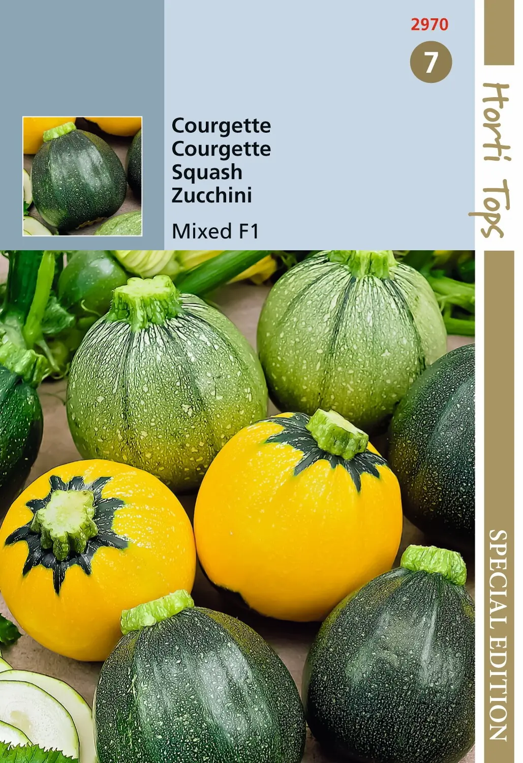 Zaden Courgette Ronde F1 soorten gemengde kleuren Hortitops
