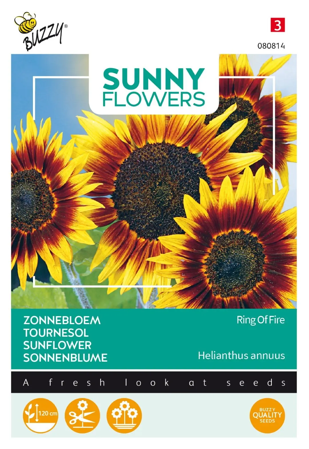 Zaden Sunny Flowers Zonnebloem Ring of Fire Buzzy