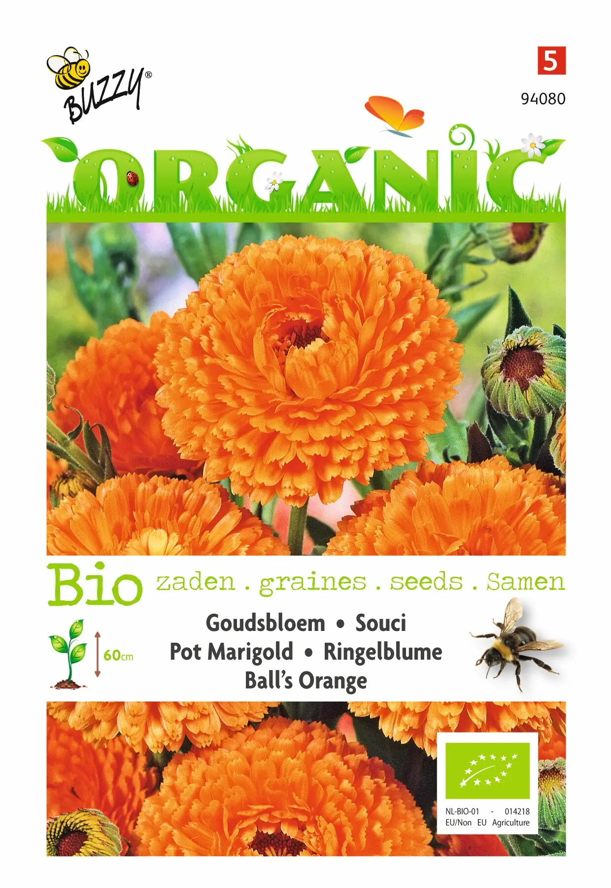 Zaden Organic Calendula Goudsbloem Ball's Orange (BIO) Buzzy