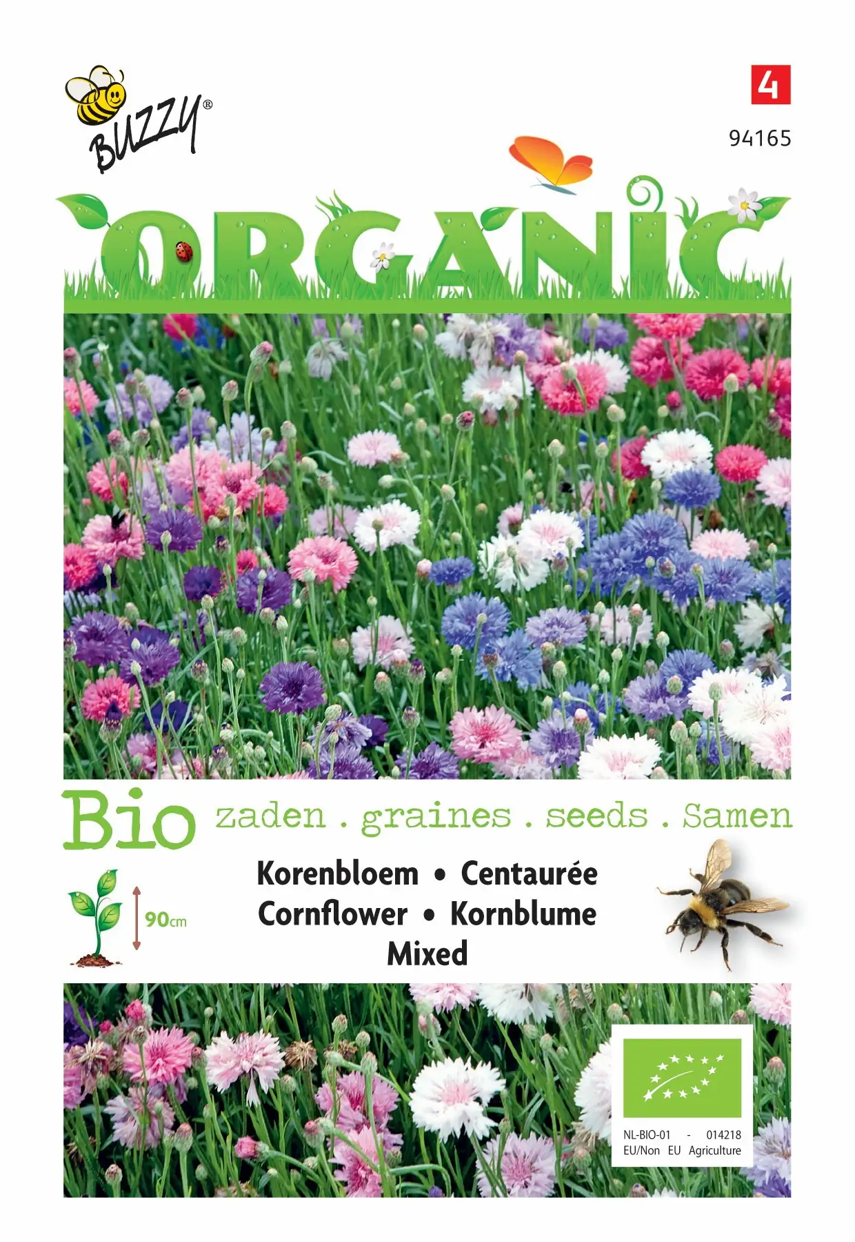 Zaden Organic Centaurea Korenbloem gemengd (BIO) Buzzy