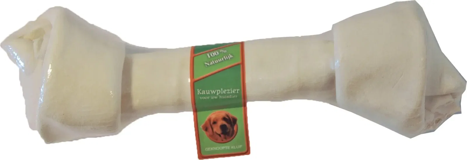 Knoopkluif wit 31 cm met banderol Kauwplezier Gebr. de Boon