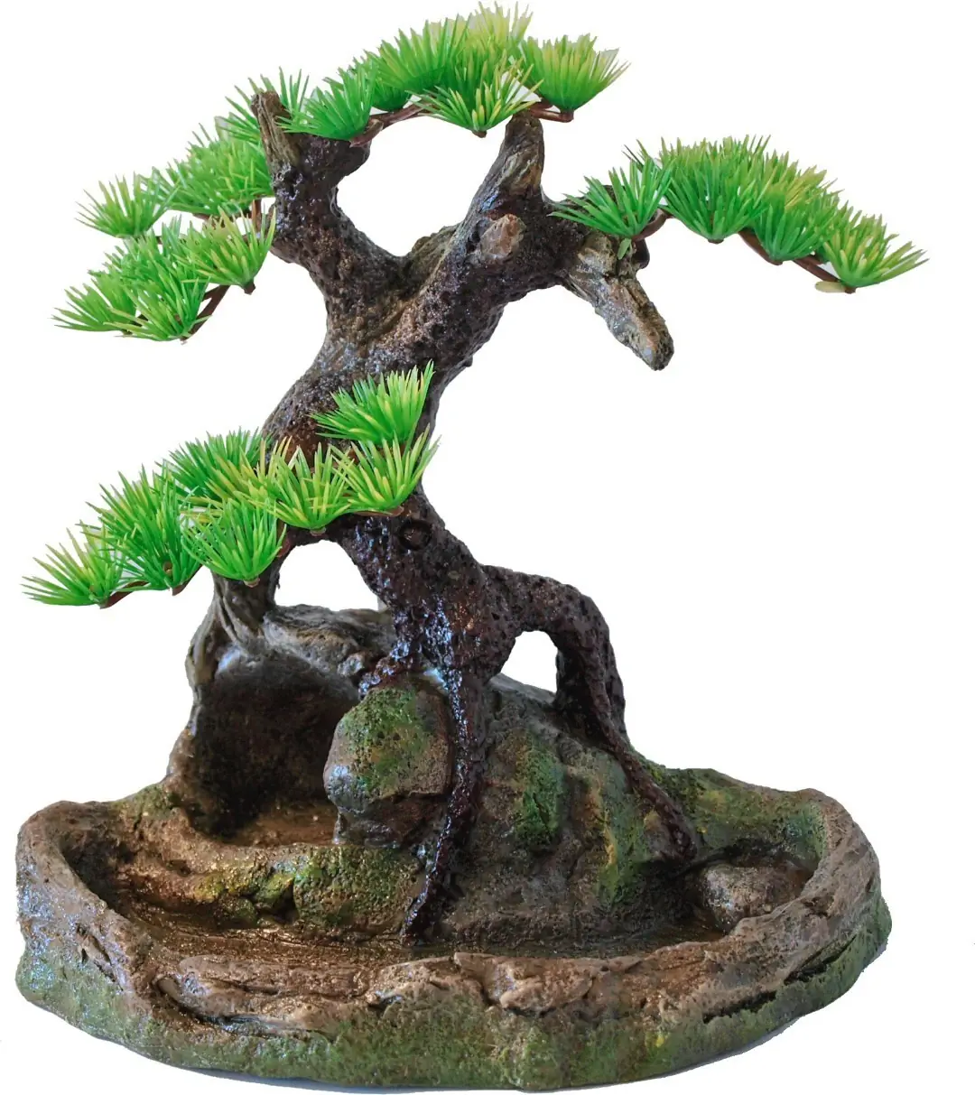 Polyresin ornament bonsai boom op rots 17.5 cm Decoratie Gebr. de Boon