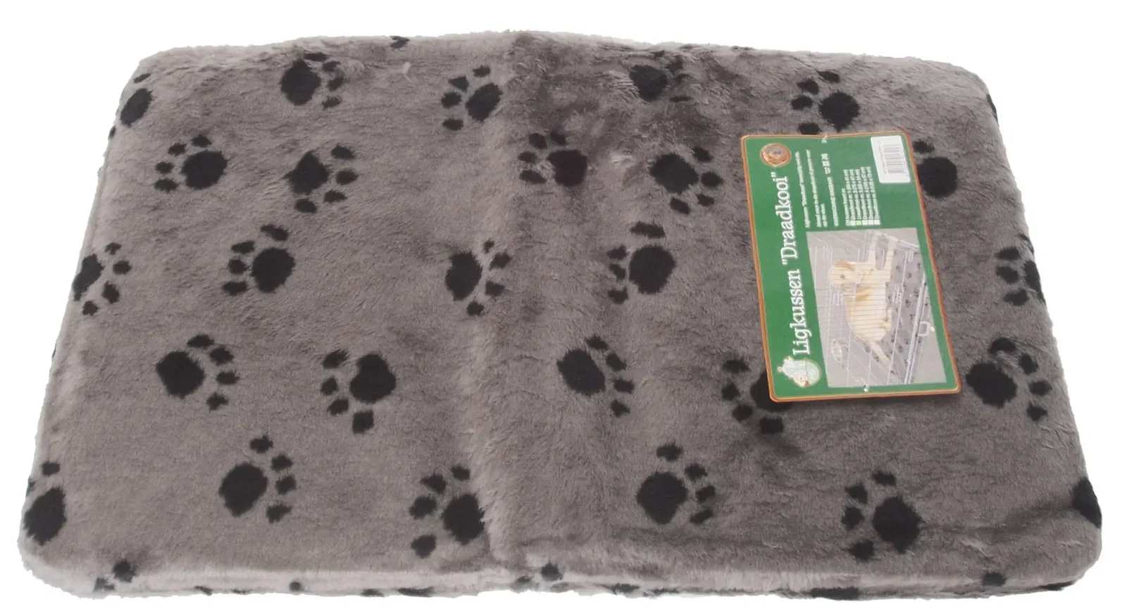 Kussen voor draadkooi grijs/paw 75x47 cm anti slip Slaapplezier Gebr. de Boon