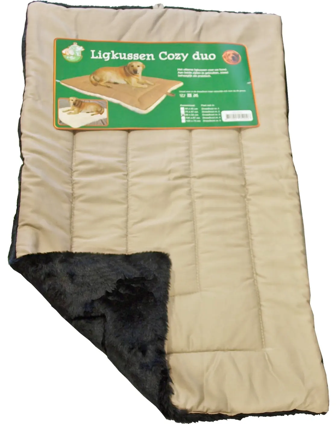 Hondenmat duo beige zwart 120 x 73 cm Gebr de Boon