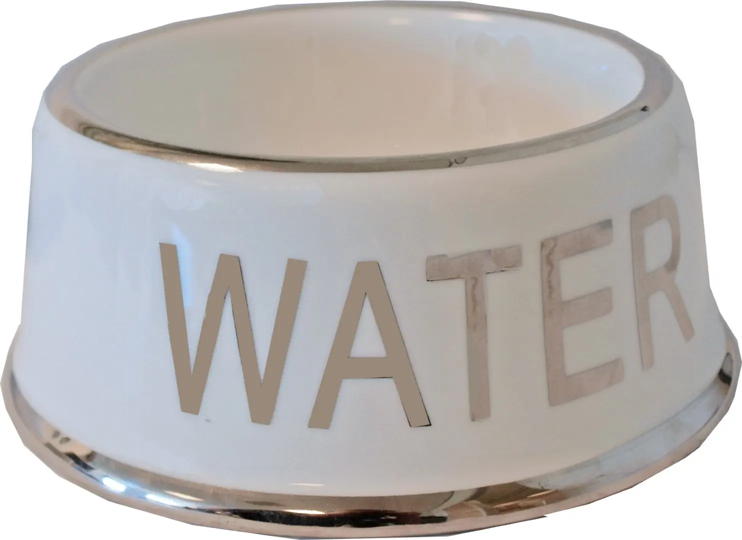 Hondenwaterbak wit/zilver Water 18 cm Eet-en-drinkbakken-hond Gebr. de Boon