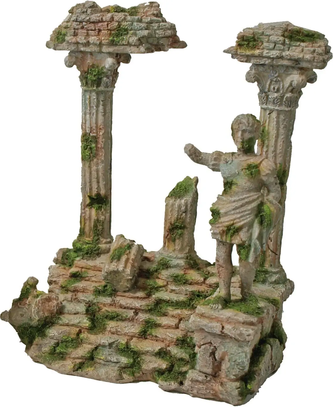 Polyresin ornament Romeinse tempel met beeld grijs 22x17 cm Decoratie Gebr. de Boon