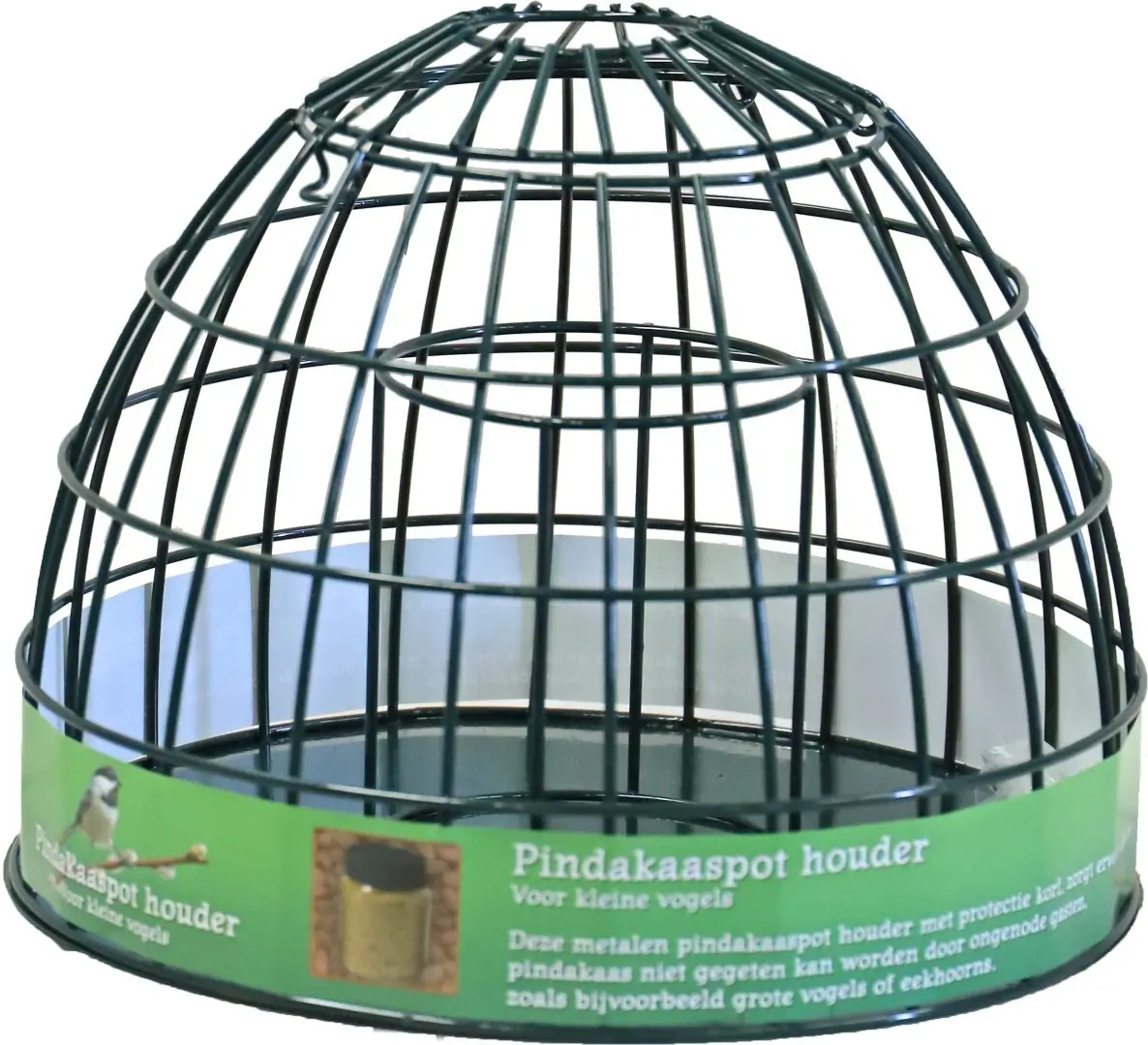 Metalen pindakaaspot houder groen voor kleine vogel 25x19 cm Gebr. de Boon