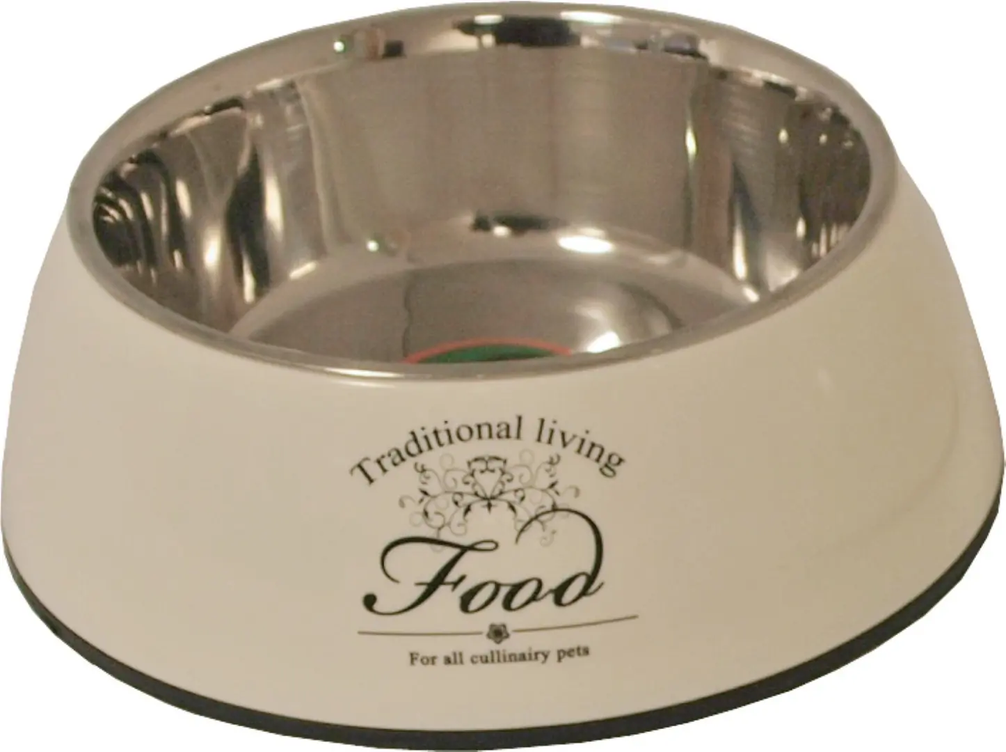 Hondeneetbak plastic/RVS water/food 14 cm beige Eet-en-drinkbakken-hond Gebr. de Boon