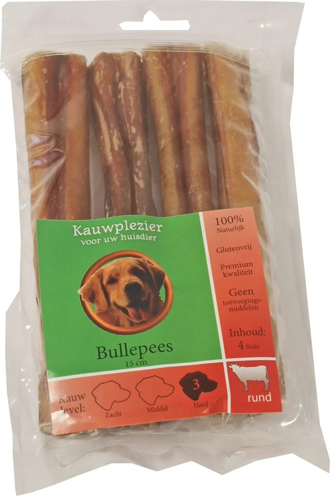 Natuurlijke snack zak a 4 bullepezen 15 cm Kauwplezier Gebr. de Boon
