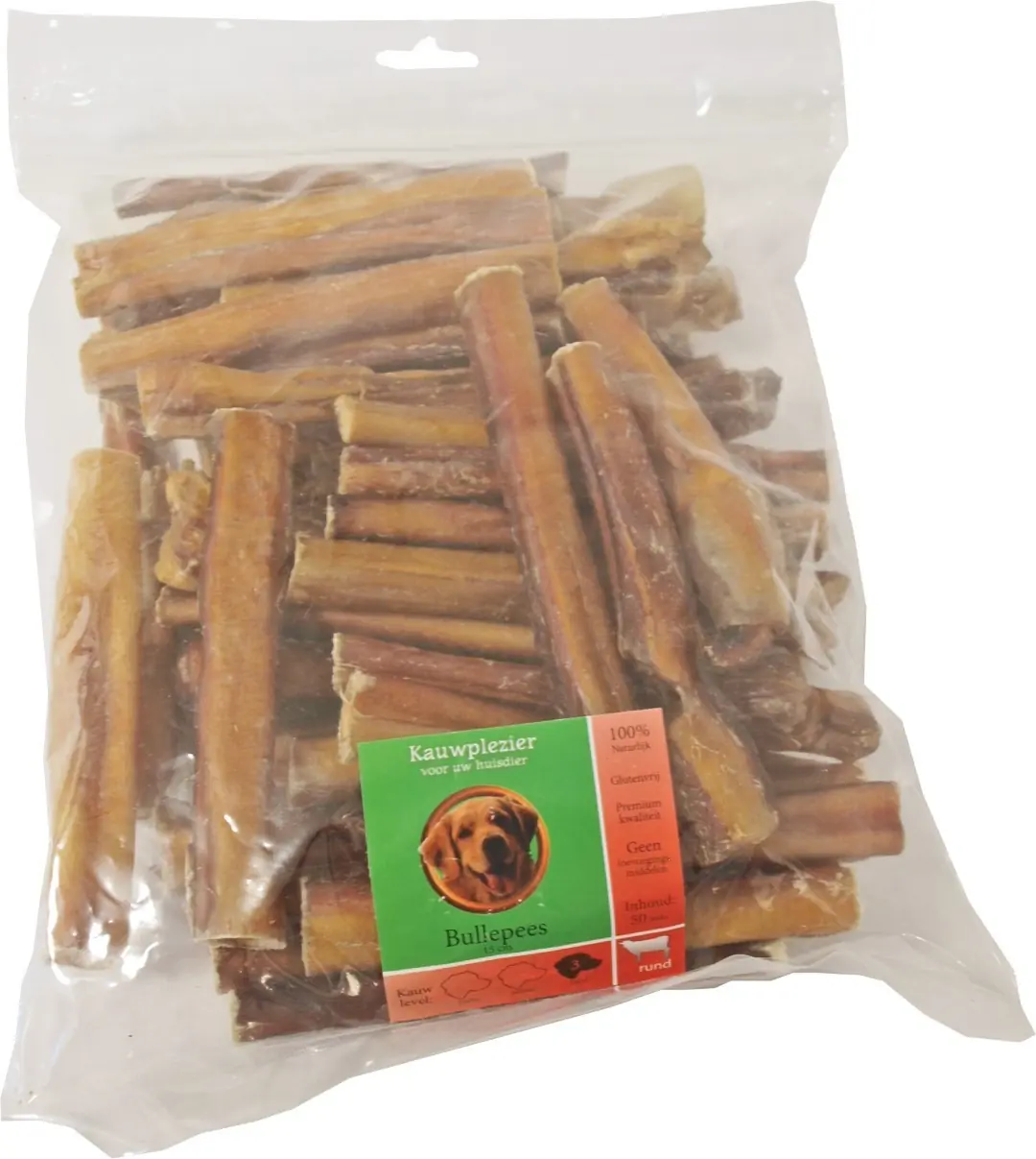Natuurlijke snack zak a 50 bullepezen 15 cm Kauwplezier Gebr. de Boon