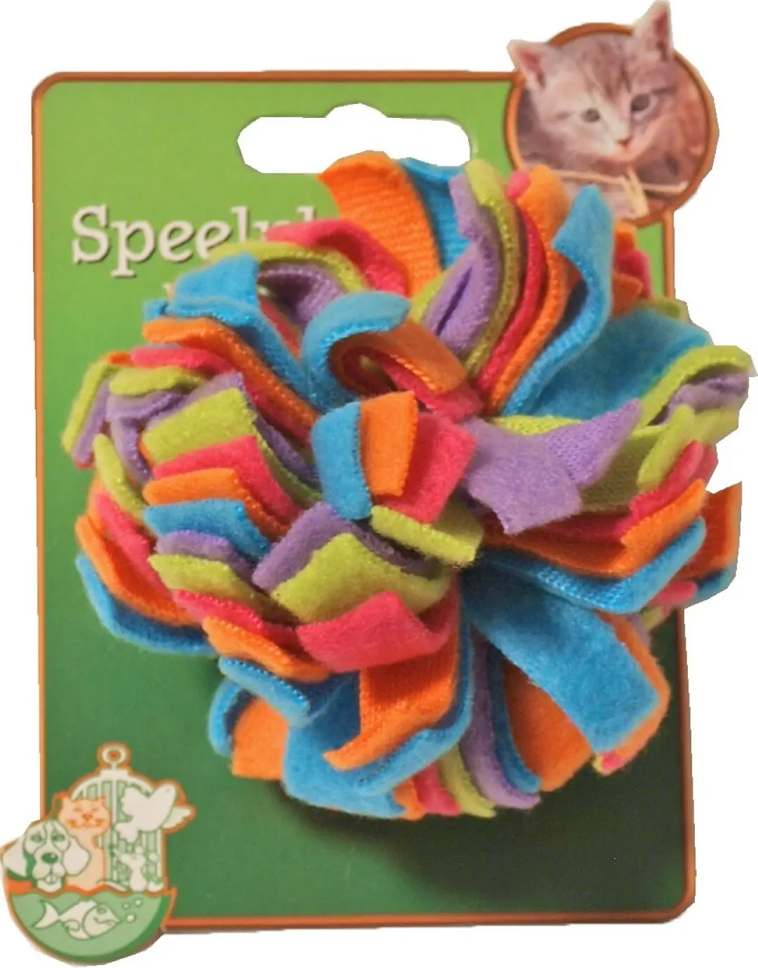 Kattenspeelgoed fleece pompoen multicolor Speelplezier-kat Gebr. de Boon