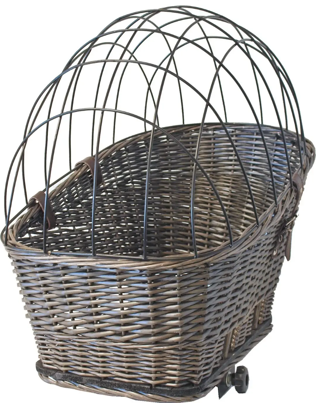 Fietsmand riet 42/57 cm achterop met rek grijs Gebr. de Boon