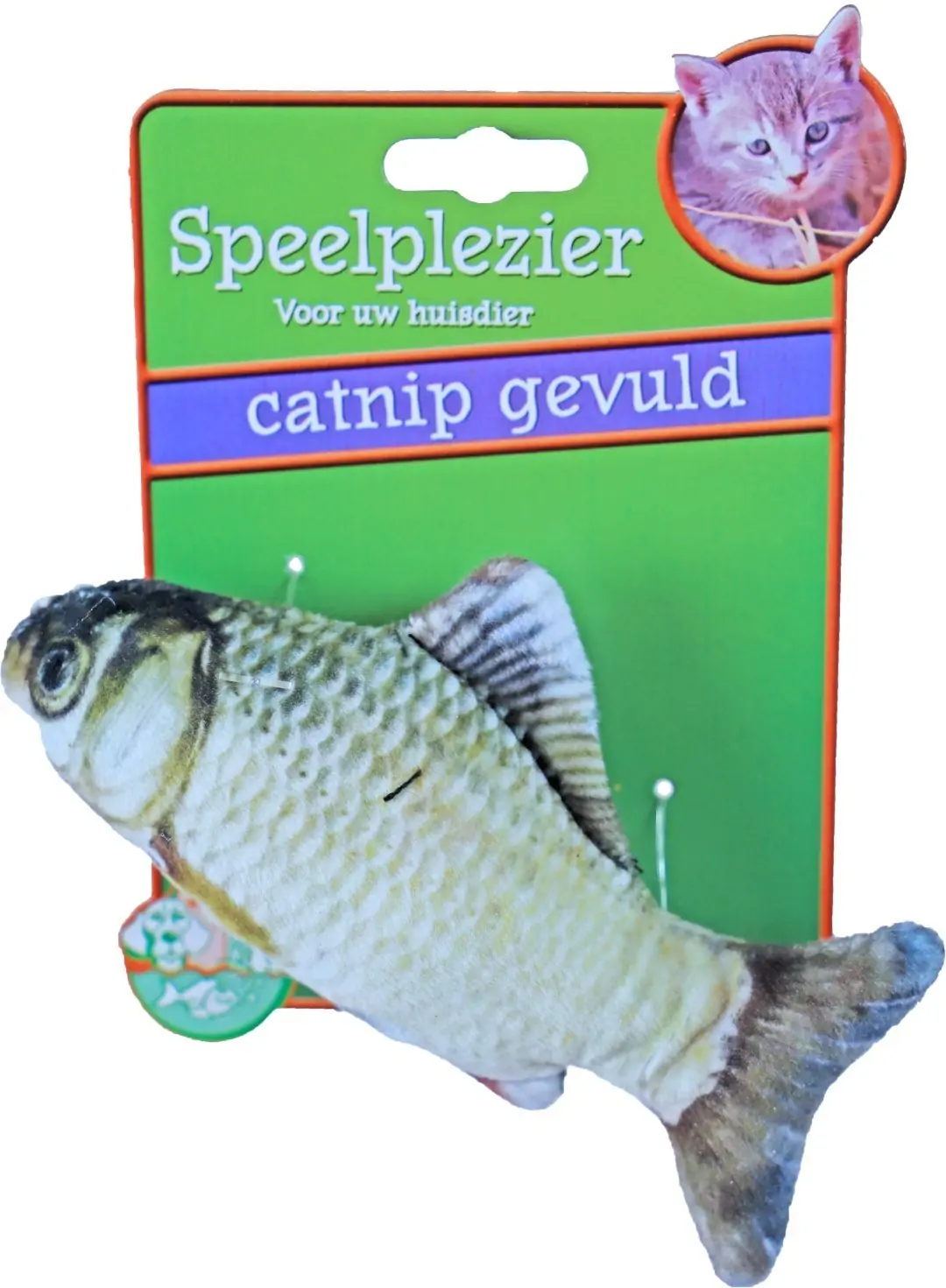 Kattenspeelgoed vis met catnip grijs/bruin 11 cm Speelplezier-kat Gebr. de Boon