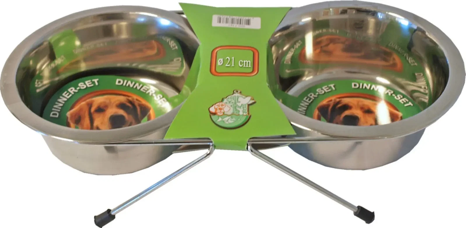 Dinner-set inclusief 2 RVS bakken 21 cm Eet-en-drinkbakken-hond Gebr. de Boon