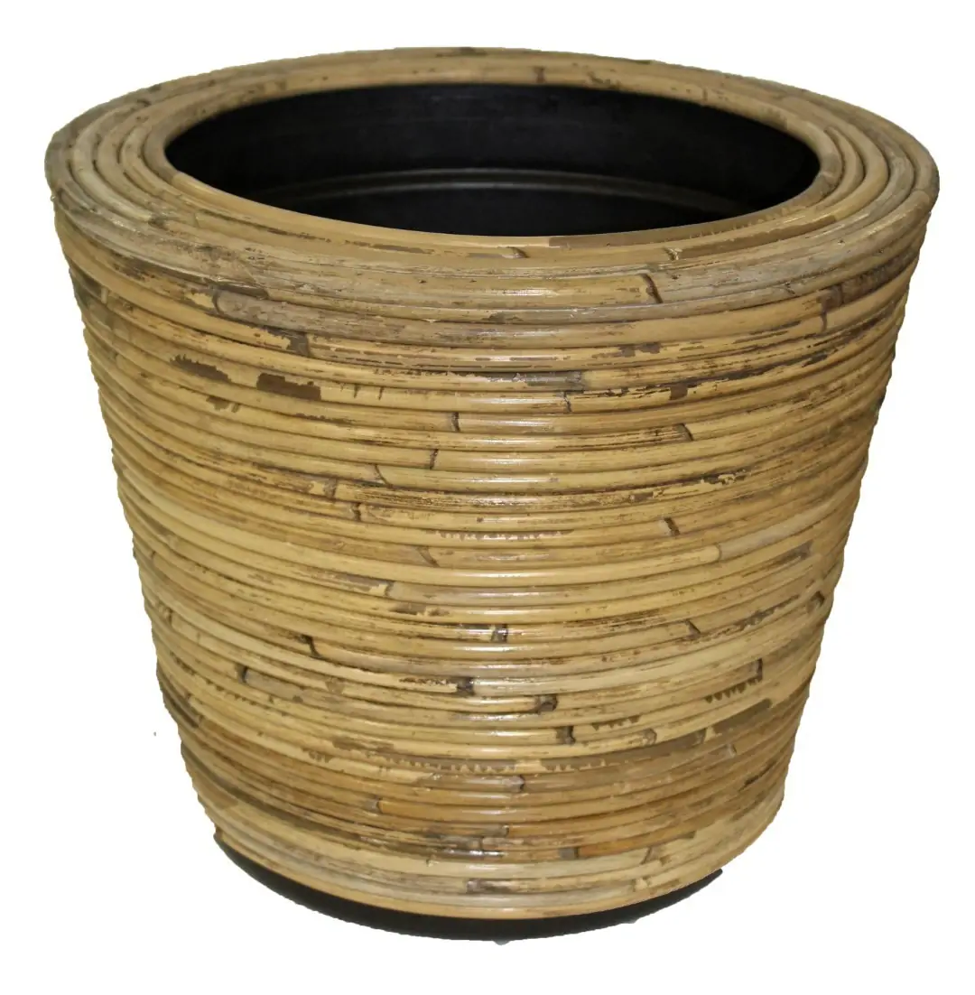 drypot rond streep grijs D27H20 cm Van der Leeden
