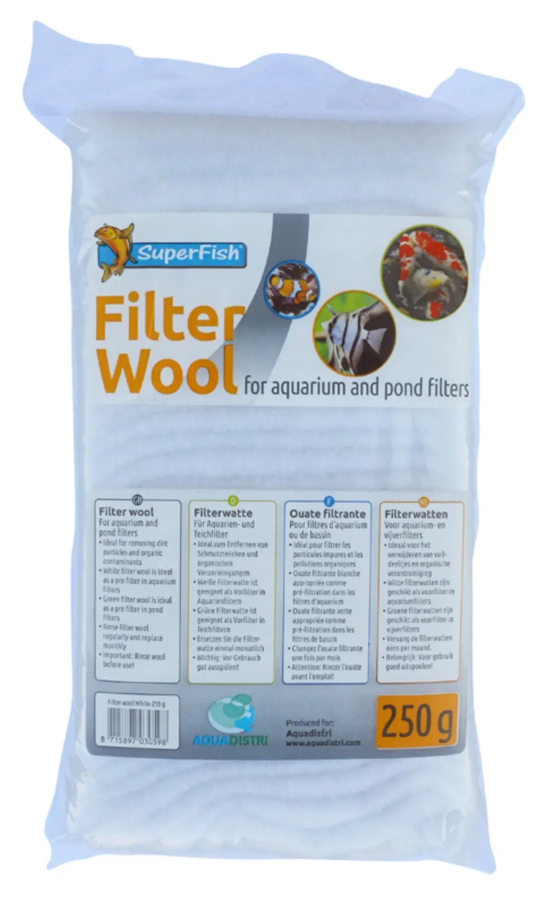 Witte Filterwatten 250 Gram aquaria Superfish