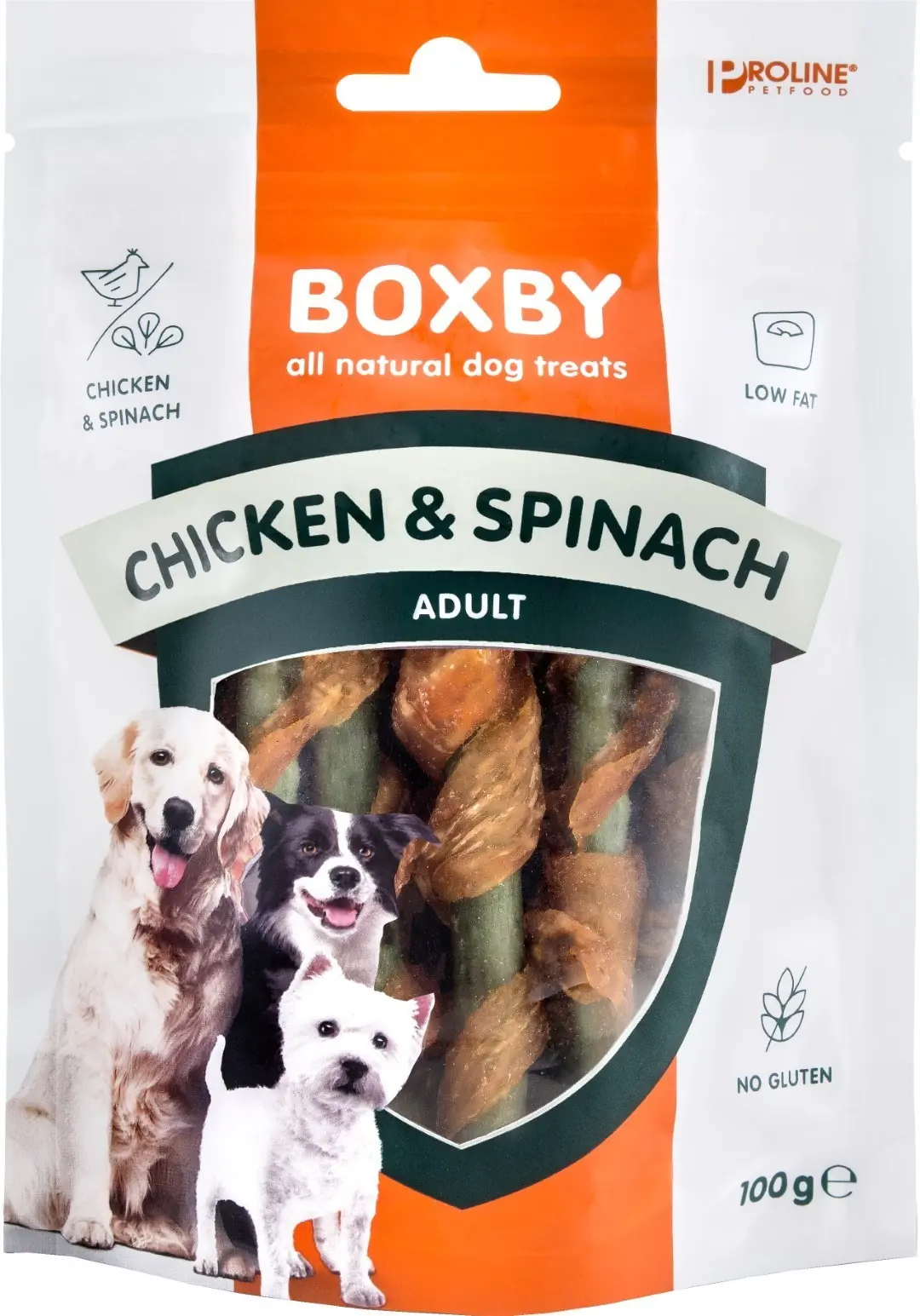 Proline Boxby chicken & spinach sticks 100 gram Proline Gebr. de Boon