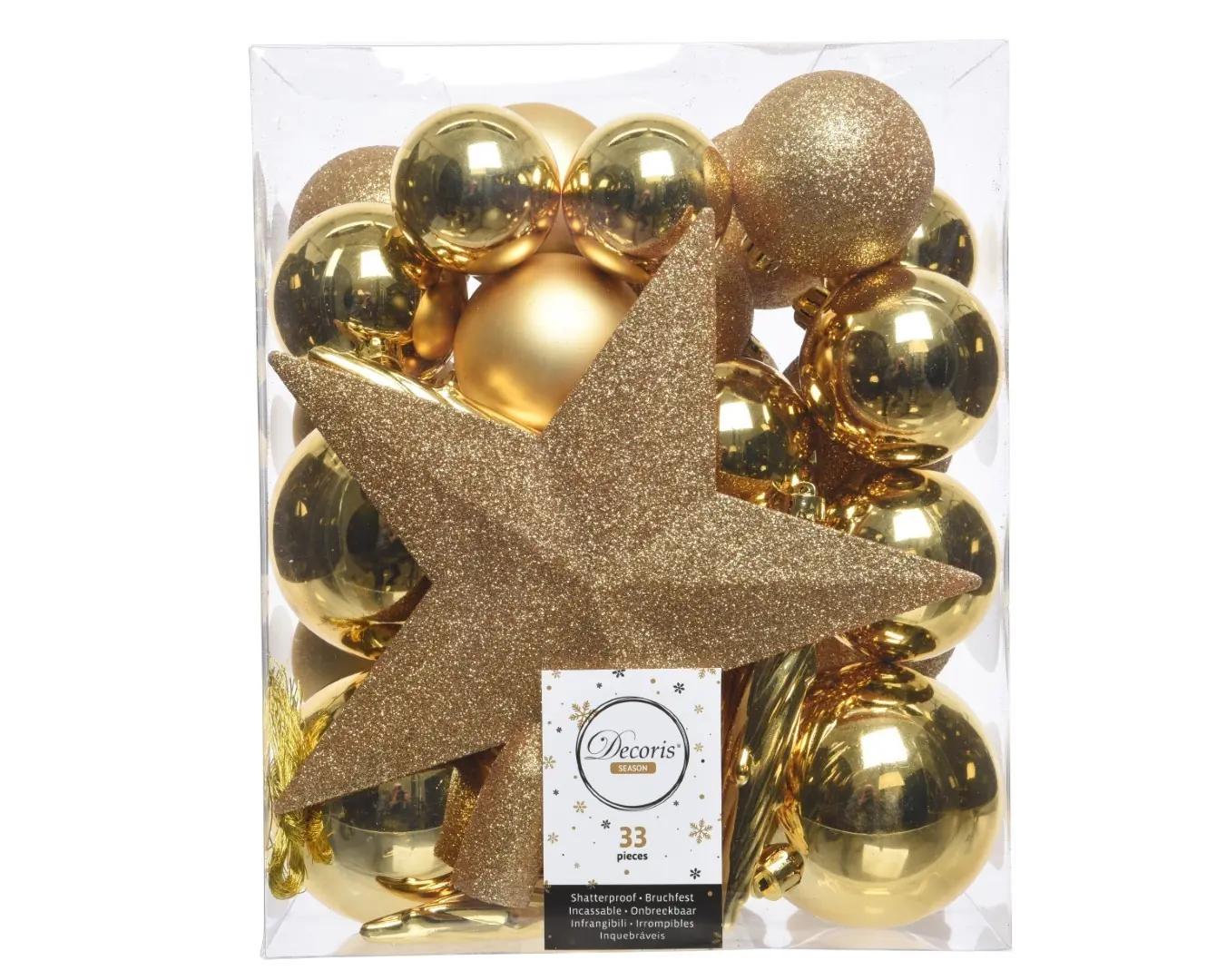 Kerstballen mix 33 st Licht Goud Kerst Decoris