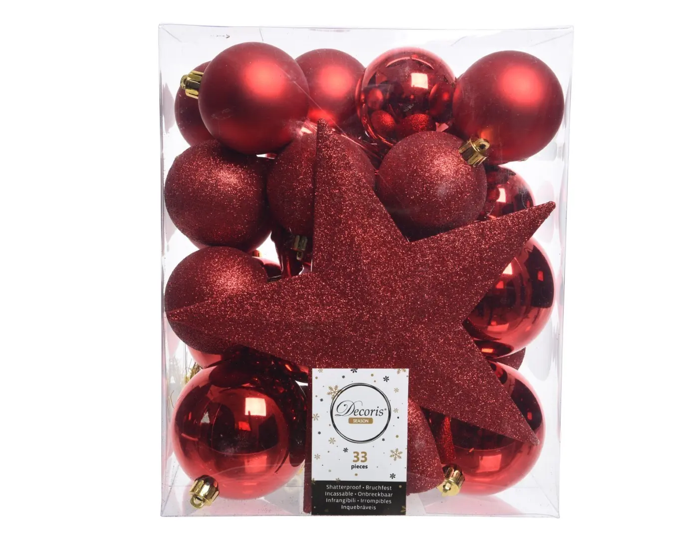 Kerstballen mix 33 st Kerstrood Kerst Decoris