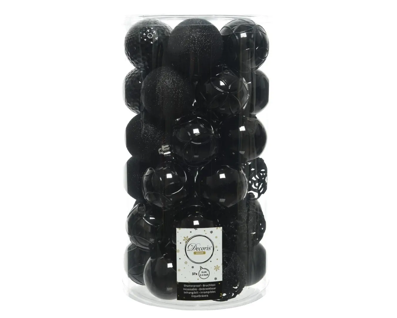 Kerstballen mix 37 st Zwart Kerst Decoris
