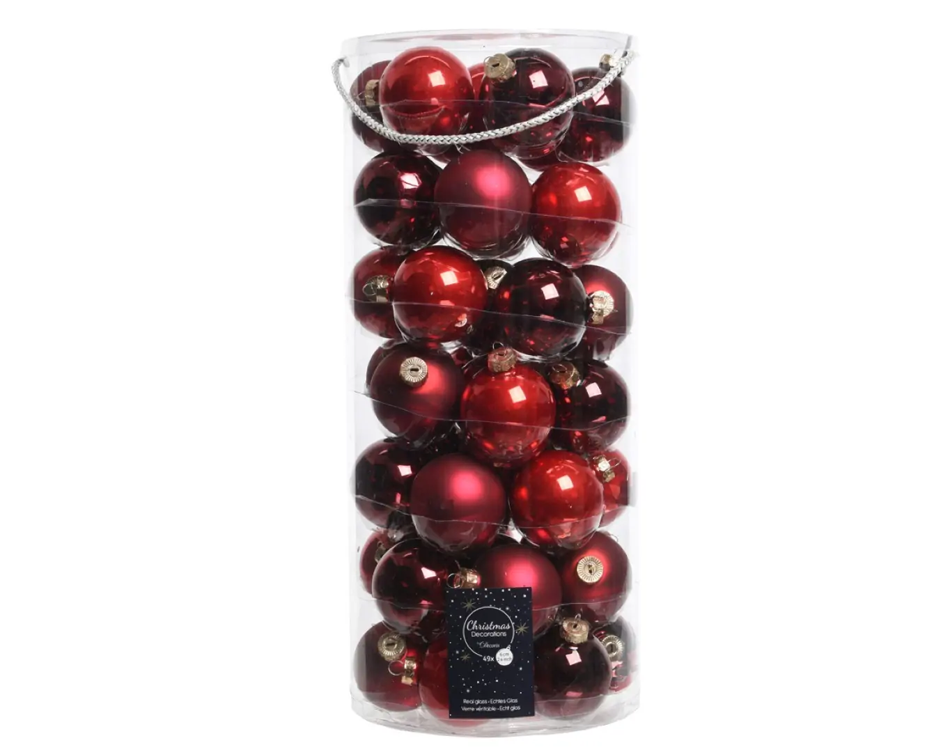 Kerstbal glas mix rood dia 6 cm assortie Decoris