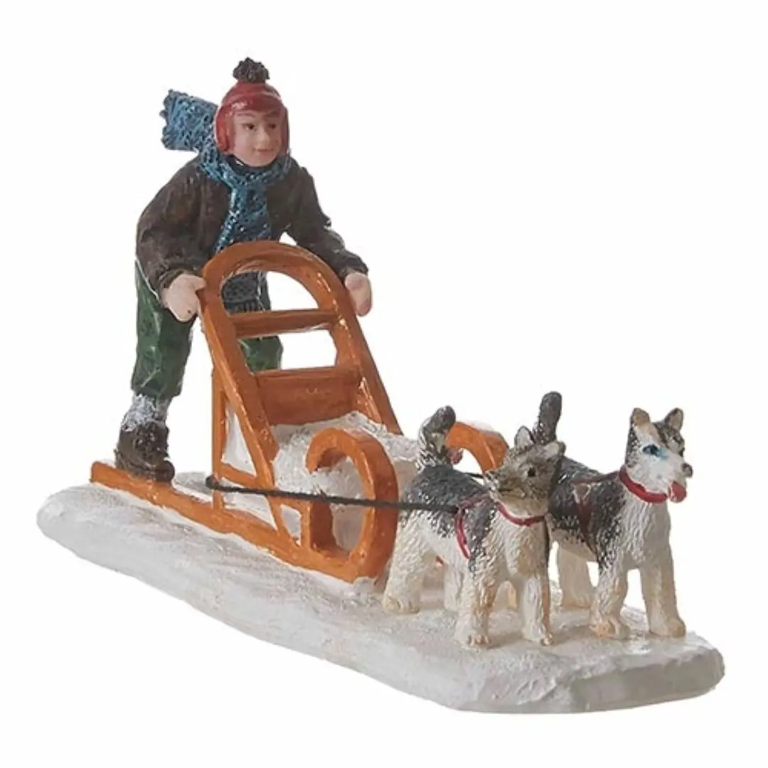 Kerstfiguurtje Dog Sleigh Luville