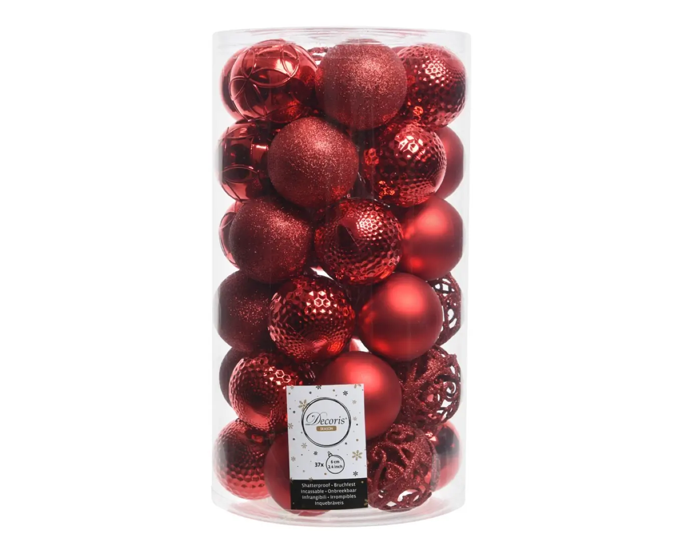 Kerstbal glans mix dia 6 cm kerstrood Decoris