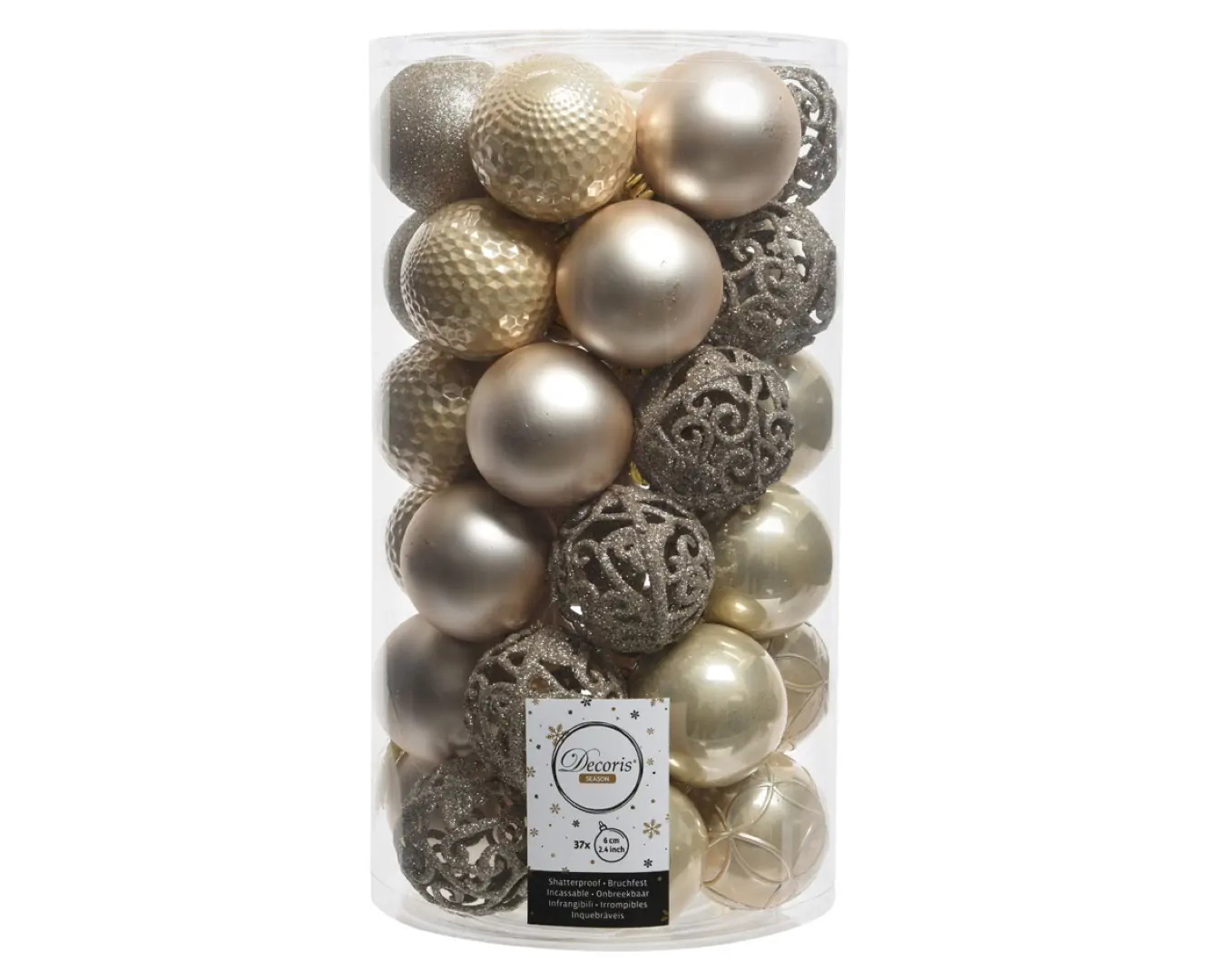 Kerstbal glans mix dia 6 cm parel Decoris
