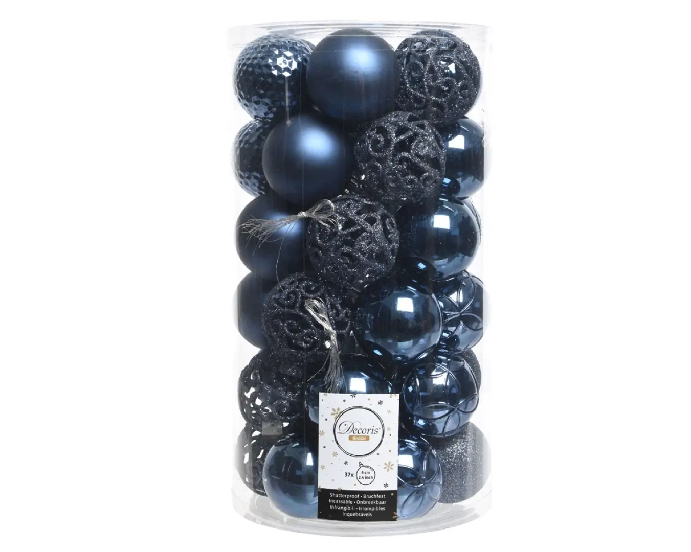 Kerstbal glans mix dia 6 cm nachtblauw Decoris