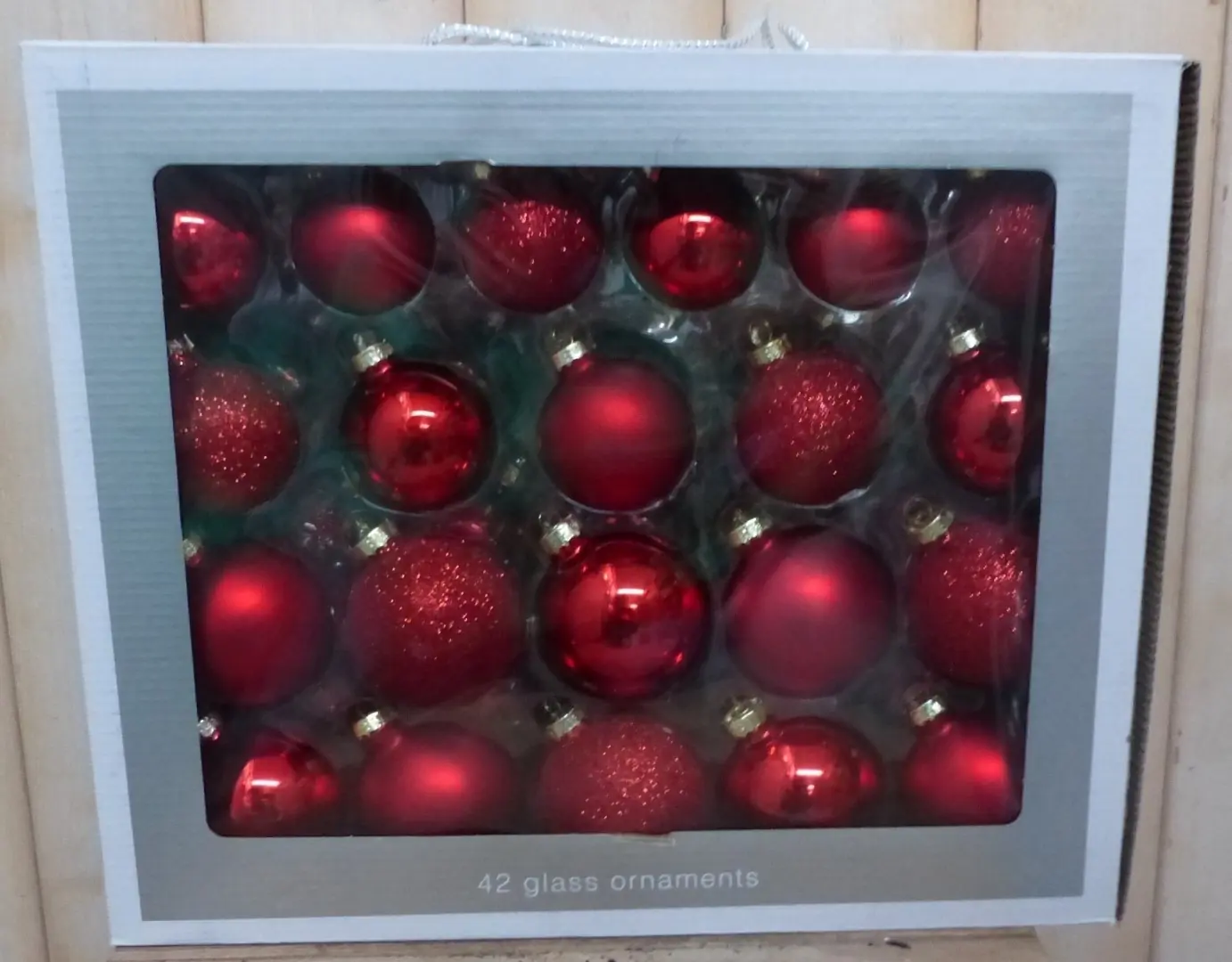 Kerstballen glas rood 42 ballen