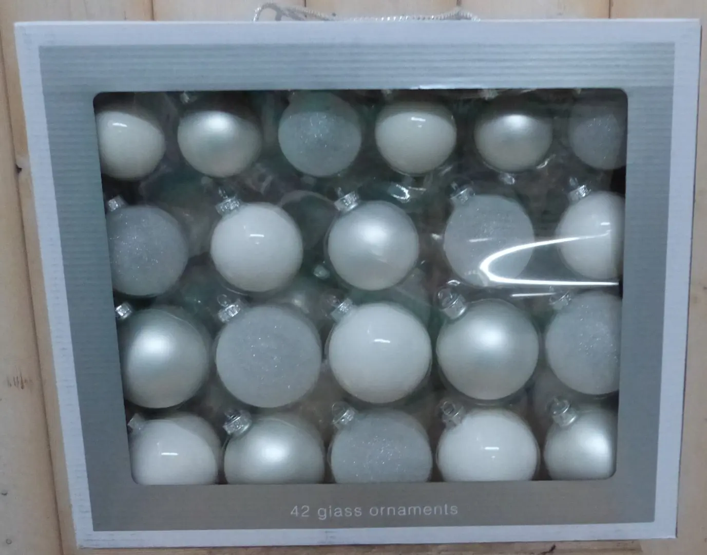 Kerstballen glas wit 42 ballen