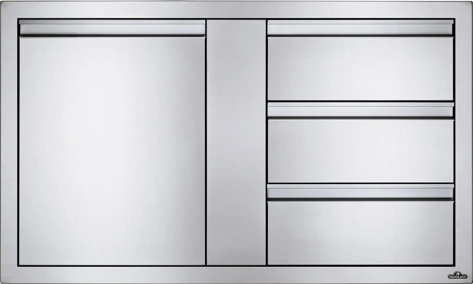 Inbouwdeur en drie laden combinatie groot (115x71 cm) Napoleon Grill