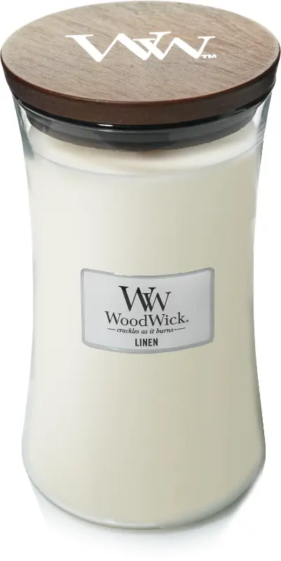 Linen Large candle kaars WoodWick
