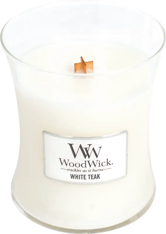 White Teak Medium candle kaars WoodWick