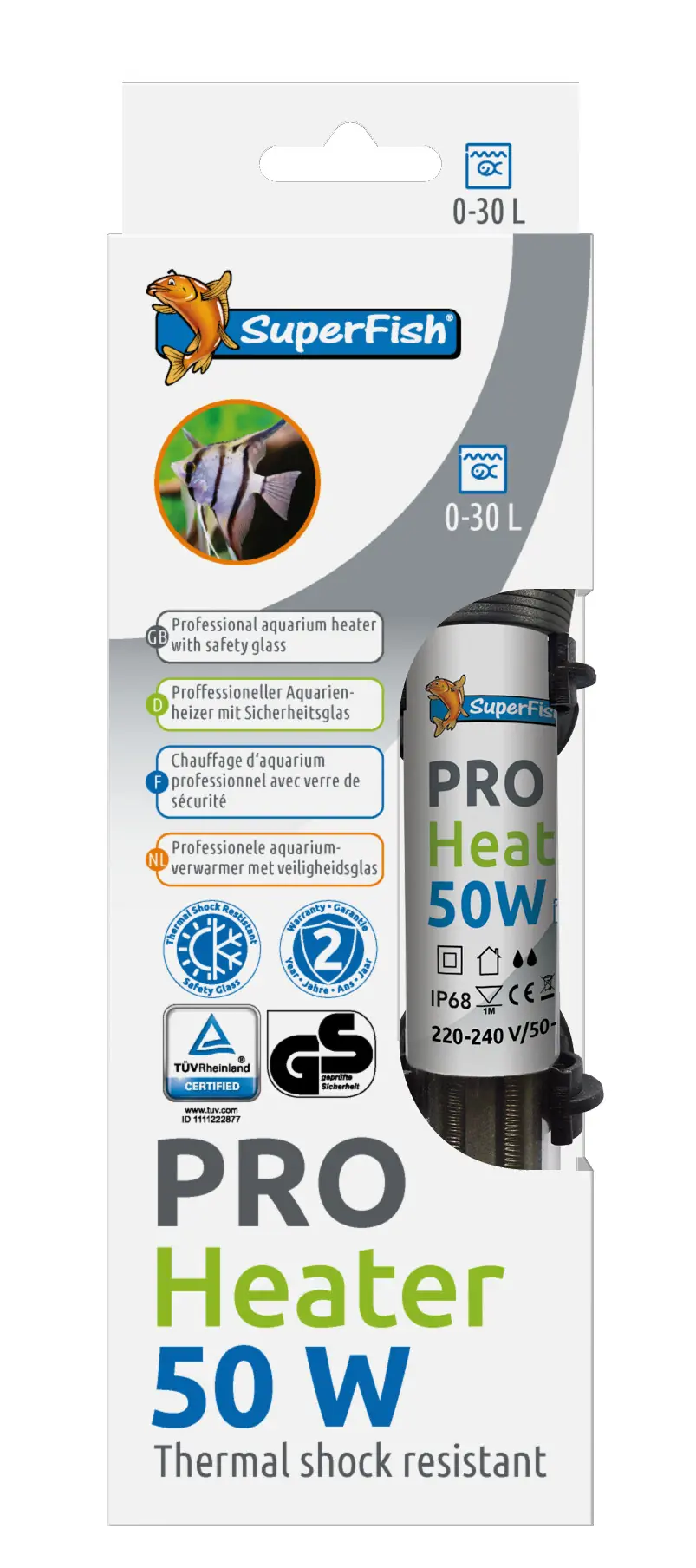 Aquarium verwarming Pro heater 50w 0-30l (17cm) Superfish