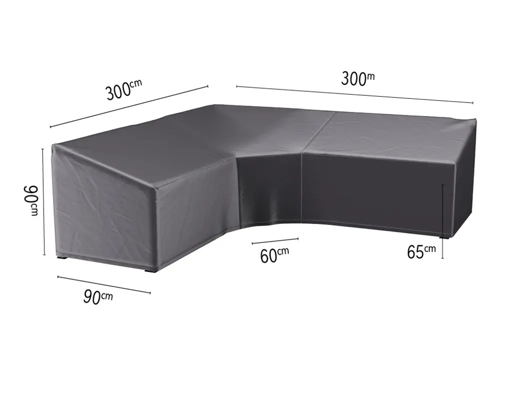 Hoes loungeset hoek hoge rugleuning 300 x 300 x 90 x 65 tot 90 cm AeroCover