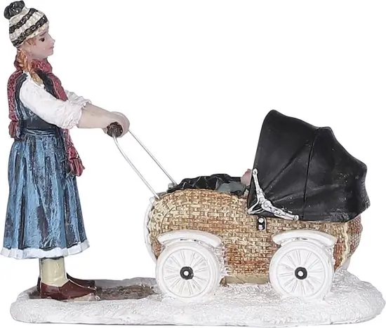 Kerst kersthuisje woman with pram Luville