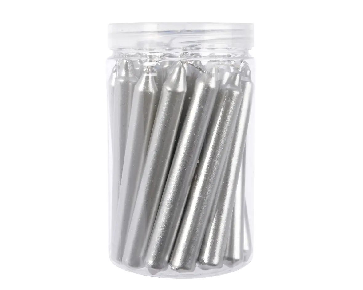 Dinerkaars wax d1h10 cm zilver 22st Decoris