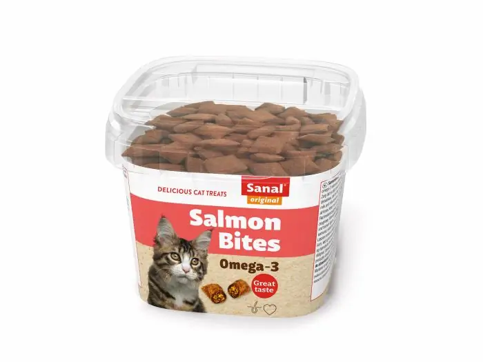 Salmon bites cup 75g Sanal kattensnack Beeztees
