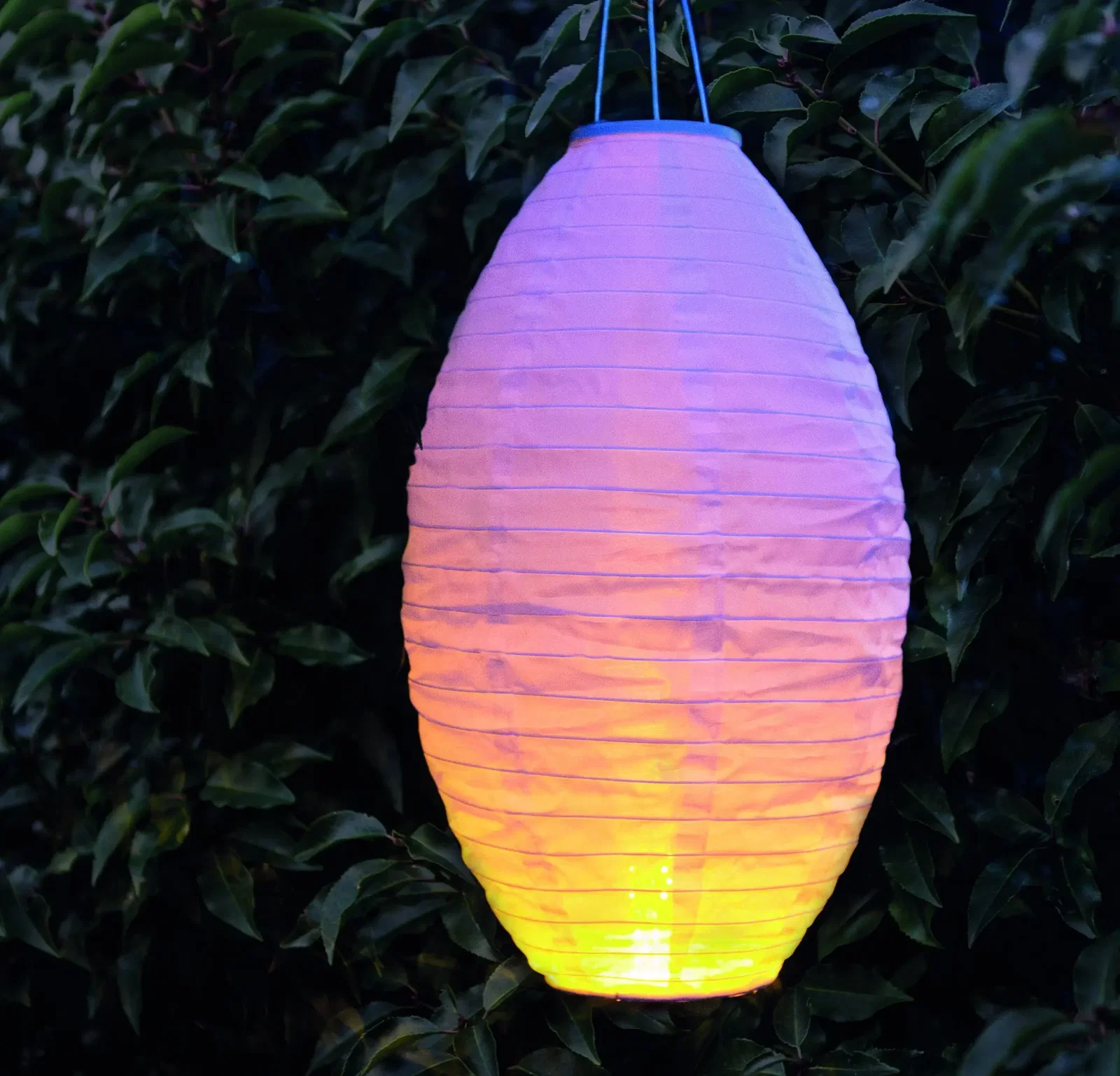 Solar lampion met vlameffect wit 30x50 cm Anna's Collection